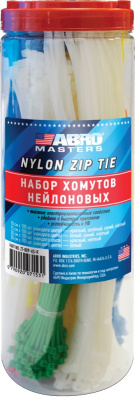 Набор хомутов в тубе (10 см х 400 шт, 15 см х 300 шт, 20 см х 200 шт, 30 см х 100 шт), цвета в ассор